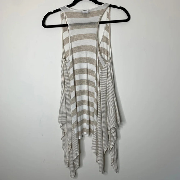 Aritzia Dilemma Tank Top Blouse Draped Stripe Flowy Sleeveless Cream White XS - Picture 14 of 15